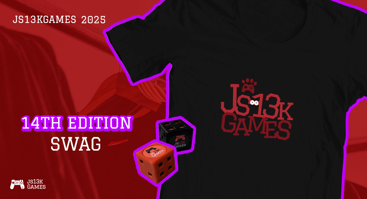 js13kGames's tweet card. T-shirts galore: two originals for $13