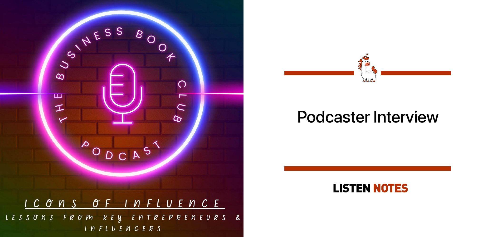 ListenNotes's tweet card. Icons of Influence - A Business Book Club Podcast Series: "My biggest advice to anyone starting a podcast is: keep it simple and start sooner than you think yo…