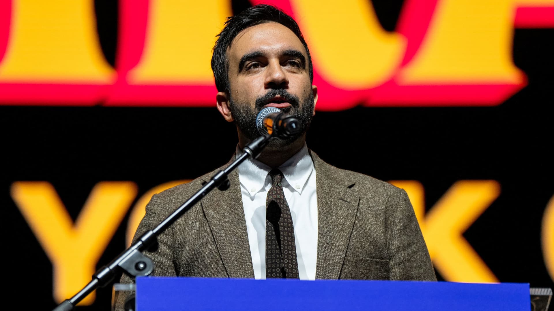 CNBC's tweet card. New York City Mayor-elect Zohran Mamdani's democratic socialist views spark fears companies and capital will flee, but top real estate CEOs say it's not true.