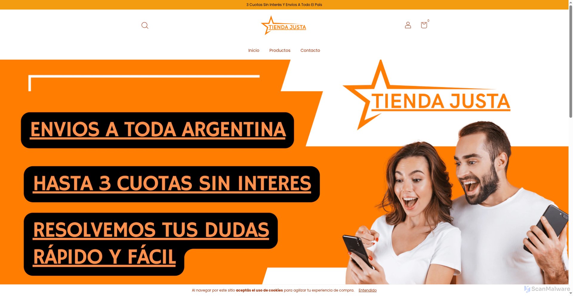 scanmalware's tweet card. ⚡ Medium Risk - http://www.tiendajusta.com/