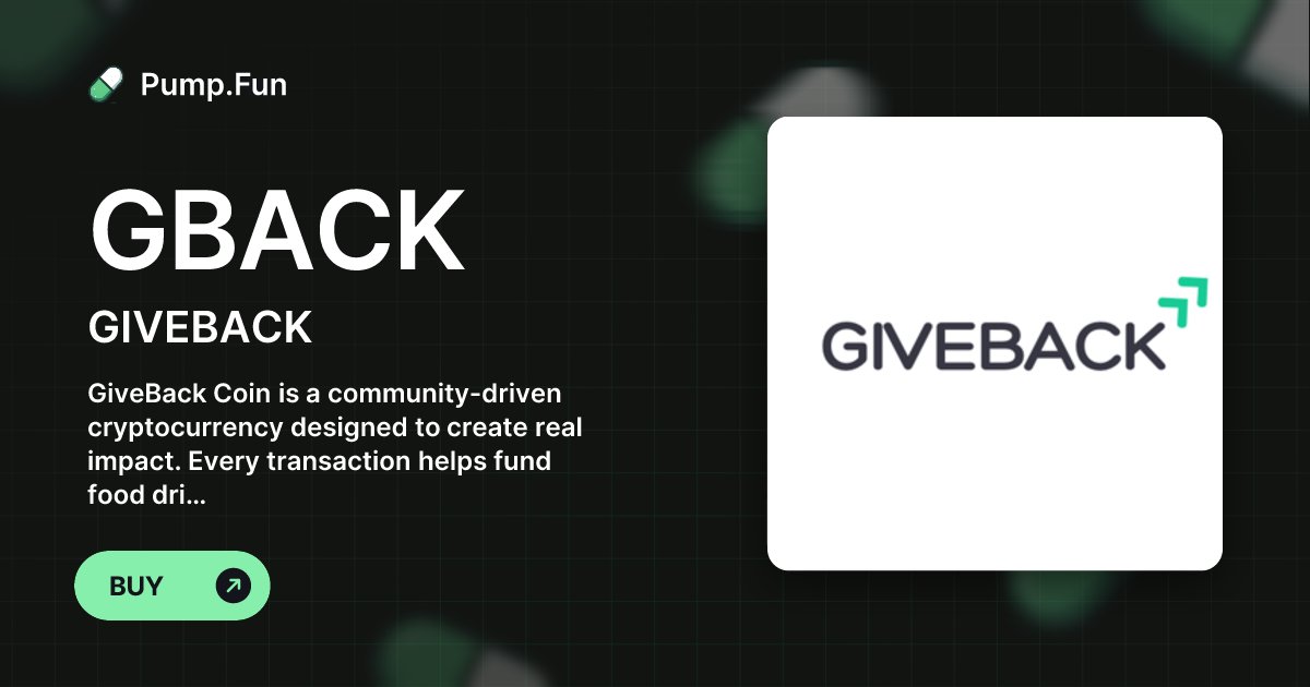 gbackcoin's tweet card. GiveBack Coin is a community-driven cryptocurrency designed to create real impact. Every transaction helps fund food drives, disaster relief, and support for those in need. Together, we turn digital...