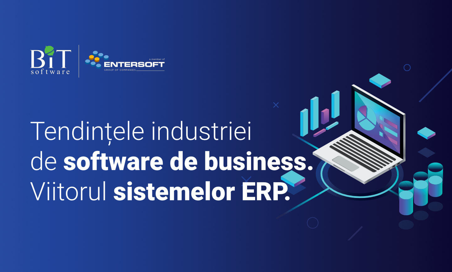 BITSoftware's tweet card. Sistem ERP. Descoperiți tendințele cheie ale sistemelor ERP pentru 2025 și cum vor transforma acestea eficiența operațională a companiilor. Cloud, AI.