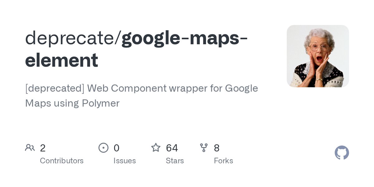 del_javascript's tweet card. [deprecated] Web Component wrapper for Google Maps using Polymer - deprecate/google-maps-element