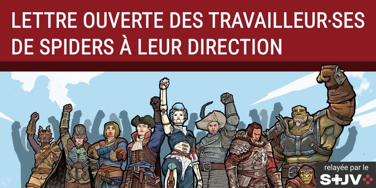 stjv_fr's tweet card. [13/09/2024] Nouvelle mise à jour du comité d’action des travailleur·ses de Spiders : Le jeudi 5 Septembre, les salarié·es ont été convié·es à une réunion génér