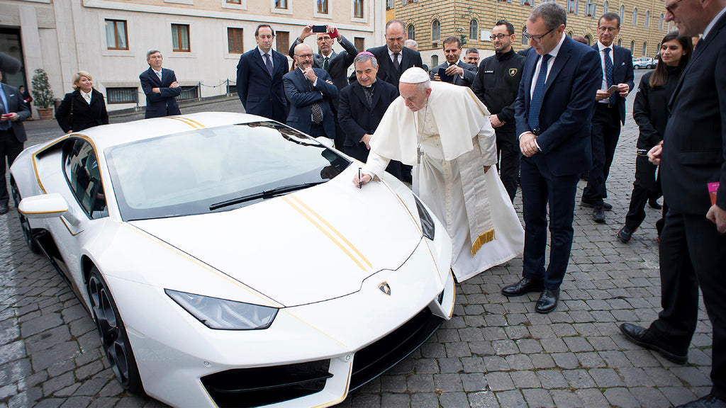 devitronnn's tweet card. Win a really special fancy car: a one-of-a-kind Lamborghini signed by Pope Francis! Donate to charitable causes and earn entries today.