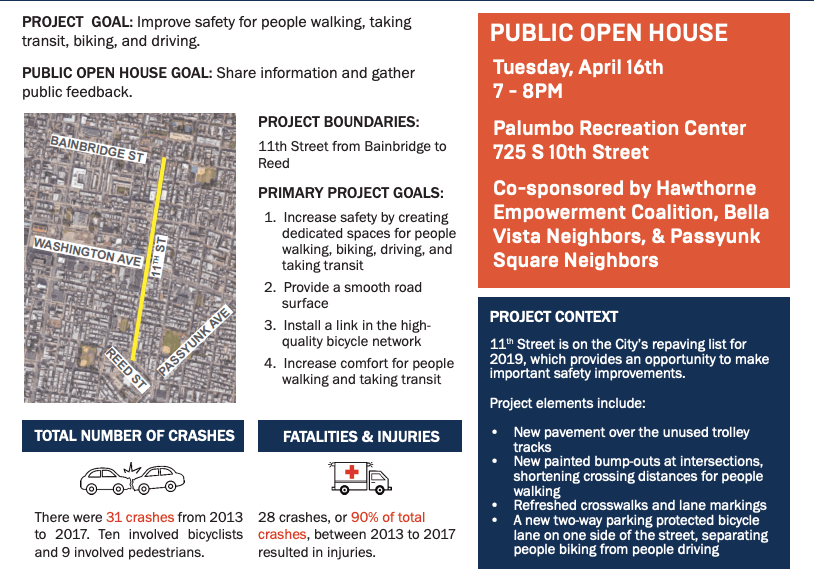 bcgp's tweet card. A new protected bike lane safety project has been proposed for 11th Street—and it’s got us pretty excited. Spanning from Bainbridge to Reed Streets, OTIS’ project calls for a two-way protected...
