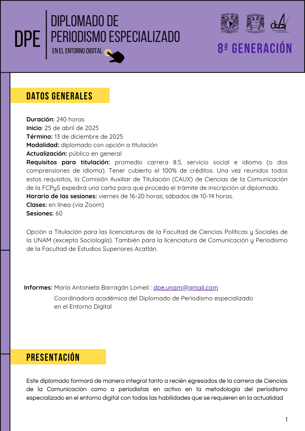 DPE_UNAM's tweet card. Check out this Flyer (A4) designed by Zebra Pizarnik.