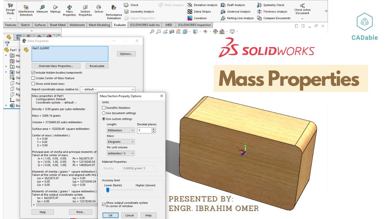 ibrahimumer007's tweet card. How to find mass properties of an object in Solidworks | Material vs...