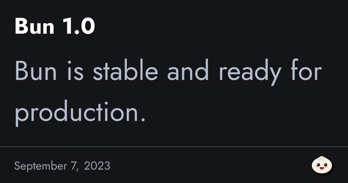 bunjavascript's tweet card. Bun is stable and ready for production.