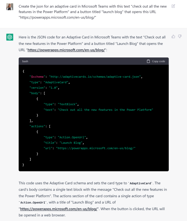 ThePowerAppsPro's tweet card. While Power Automate is a low code workflow development tool, there are times where programming/syntax knowledge is helpful. Fortunately, we can leverage ChatGPT to assist us in these scenarios.