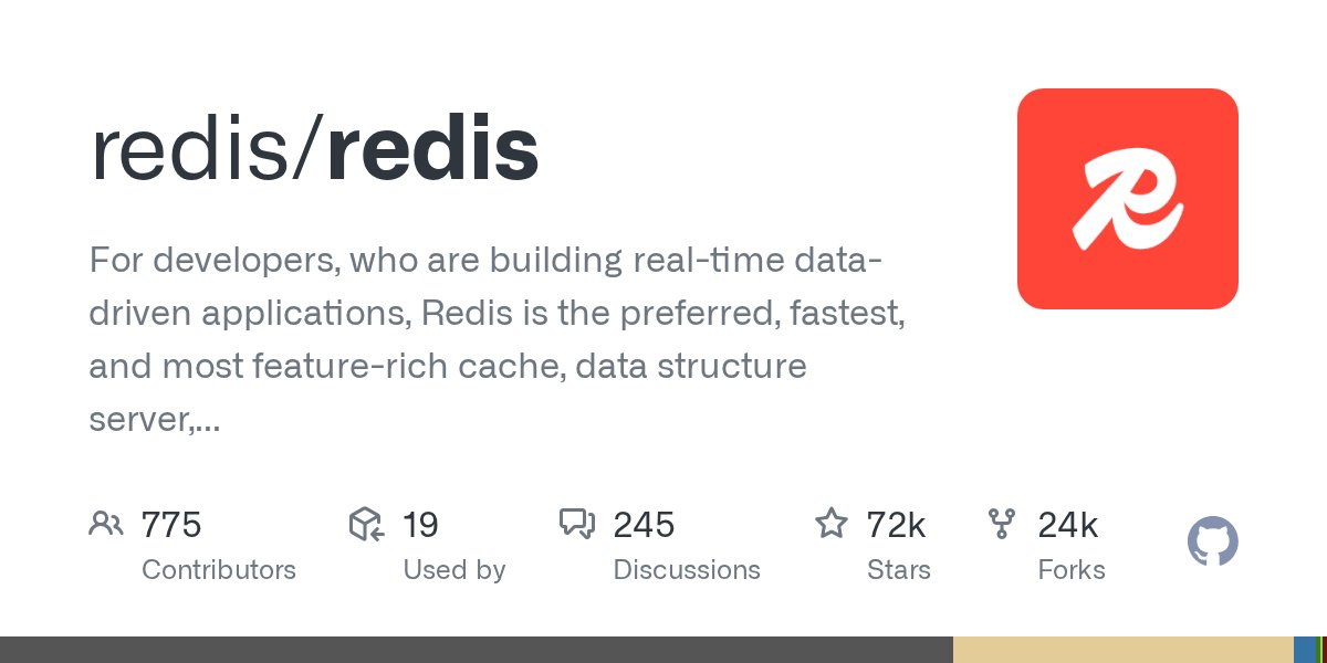 github_tracker's tweet card. For developers, who are building real-time data-driven applications, Redis is the preferred, fastest, and most feature-rich cache, data structure server, and document and vector query engine. - red...