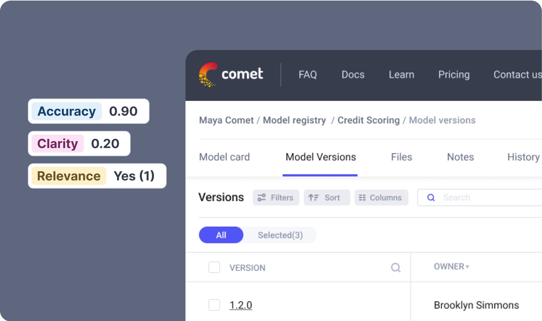 Cometml's tweet card. Easily track model versioning and build reproducible ML experiments. Update your datasets or models and return to any previous version automatically.