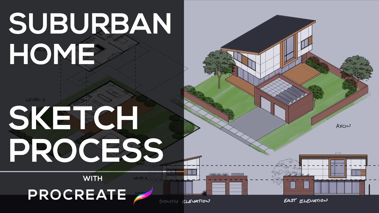 ArchitectNick2's tweet card. Architecture Concept Sketch - Suburban House Design Process