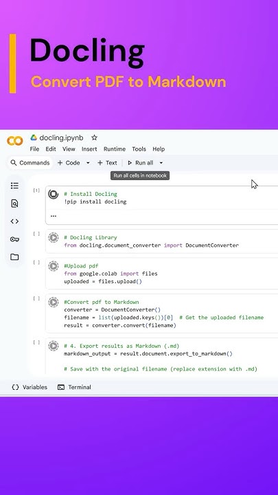 jules04711's tweet card. How to Use Docling to Turn a PDF into Markdown #docling #llm #markd...