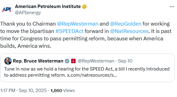 EnergyInDepth's tweet card. The House Committee on Natural Resources held a legislative hearing on the Standardizing Permitting and Expediting Economic Development (SPEED) Act, where lawmakers and industry leaders underscored...