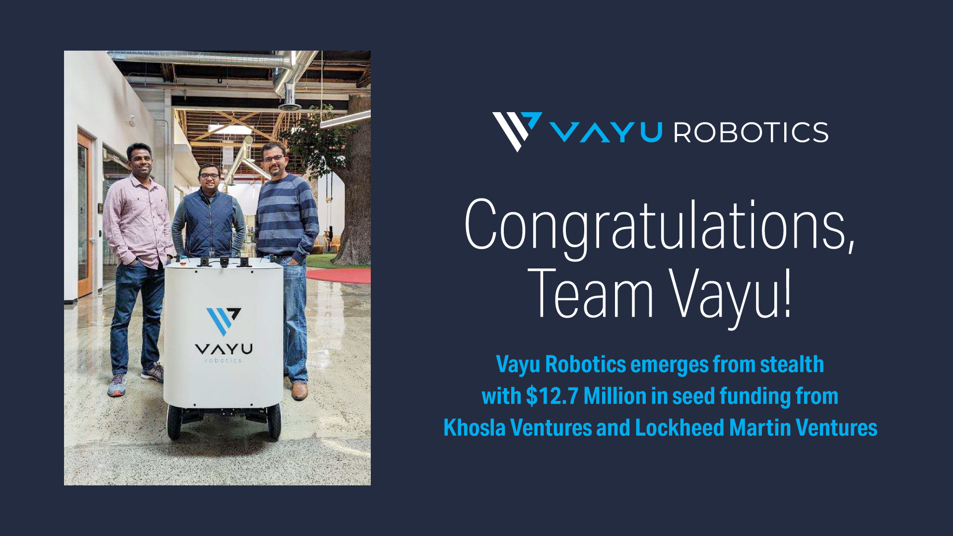 nitishsr's tweet card. Vayu Robotics - Vayu Robotics Emerges from Stealth with $12.7 Million in Seed Funding from Khosla...