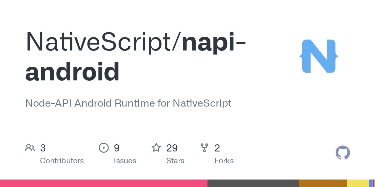 ammarahm_ed's tweet card. Node-API Android Runtime for NativeScript. Contribute to NativeScript/napi-android development by creating an account on GitHub.