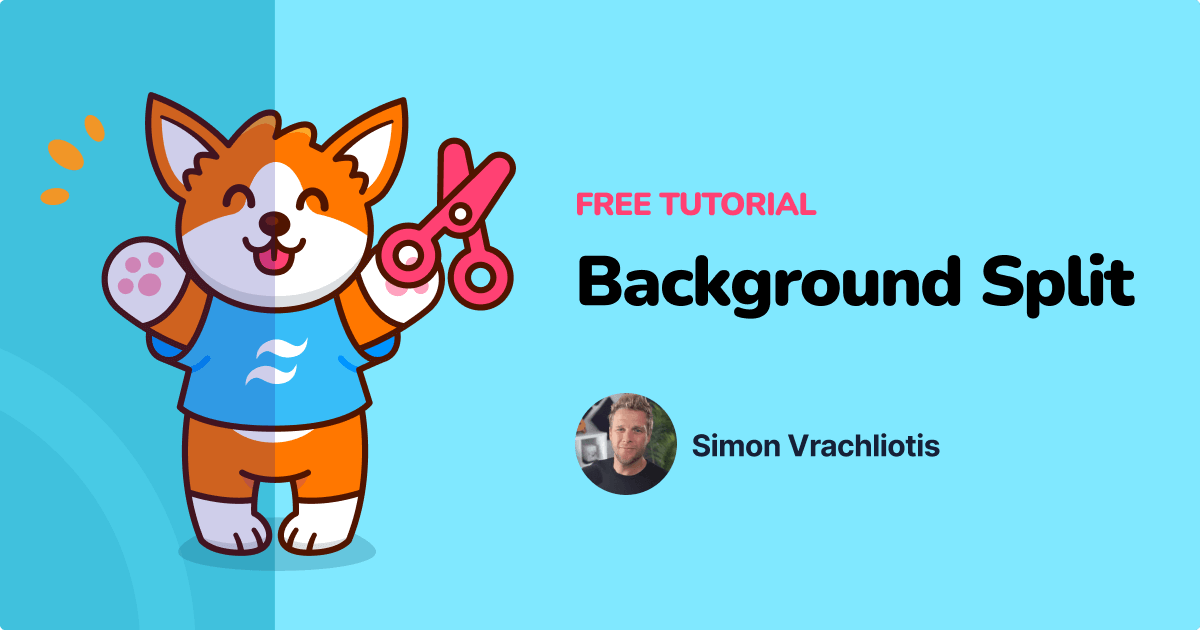 simonswiss's tweet card. Create a decorative background-color-split effect that lines up with a foreground card's side and main panels.