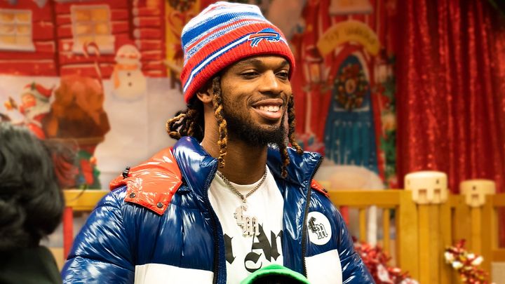 tomgrossicomedy's tweet card. **UPDATE: This fundraiser was initially established to support a toy drive… Damar Hamlin needs your support for The Chasing M's Foundation Community Toy Drive