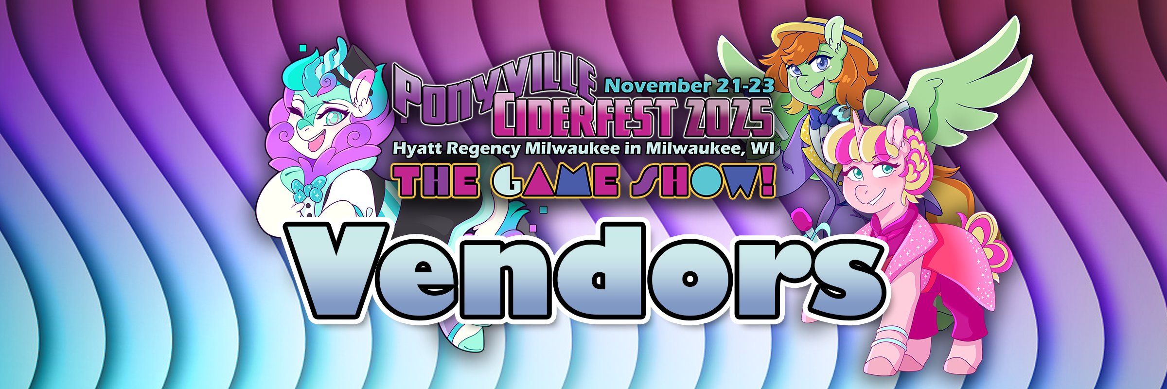 PonyCiderfest's tweet card. Ponyville Ciderfest 2021 is excited to present to you the finest vendors from the My Little Pony fandom! Visit each one for more info!
