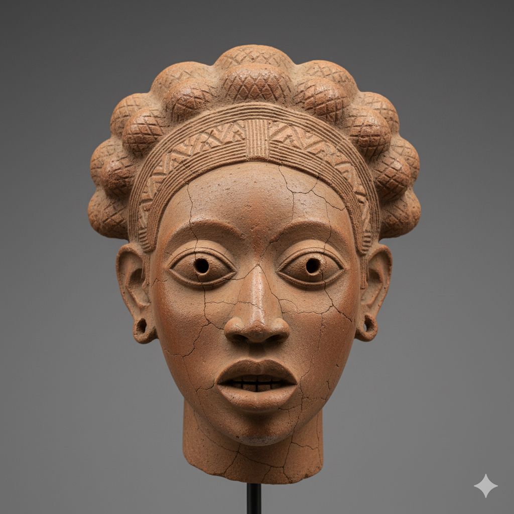 tonux_samb's tweet card. Tap the ancient Nok Head as fast as you can to score points! A fun click game for DevFest Uyo, celebrating the ancient Nok culture.