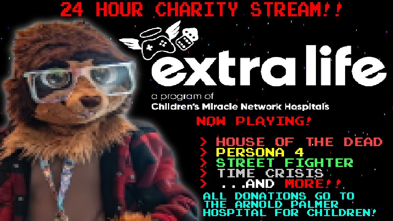JDPF14's tweet card. EXTRA LIFE CHARITY STREAM! - 24HRS OF GAMING AND VARIETY! - HOTD,...