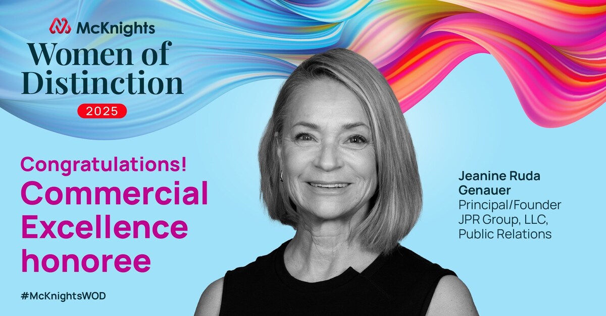 jprgroup's tweet card. Honored as one of just seven inaugural recipients nationwide of the Commercial Excellence Award as part of the 2025 McKnight's Women of Distinction program....