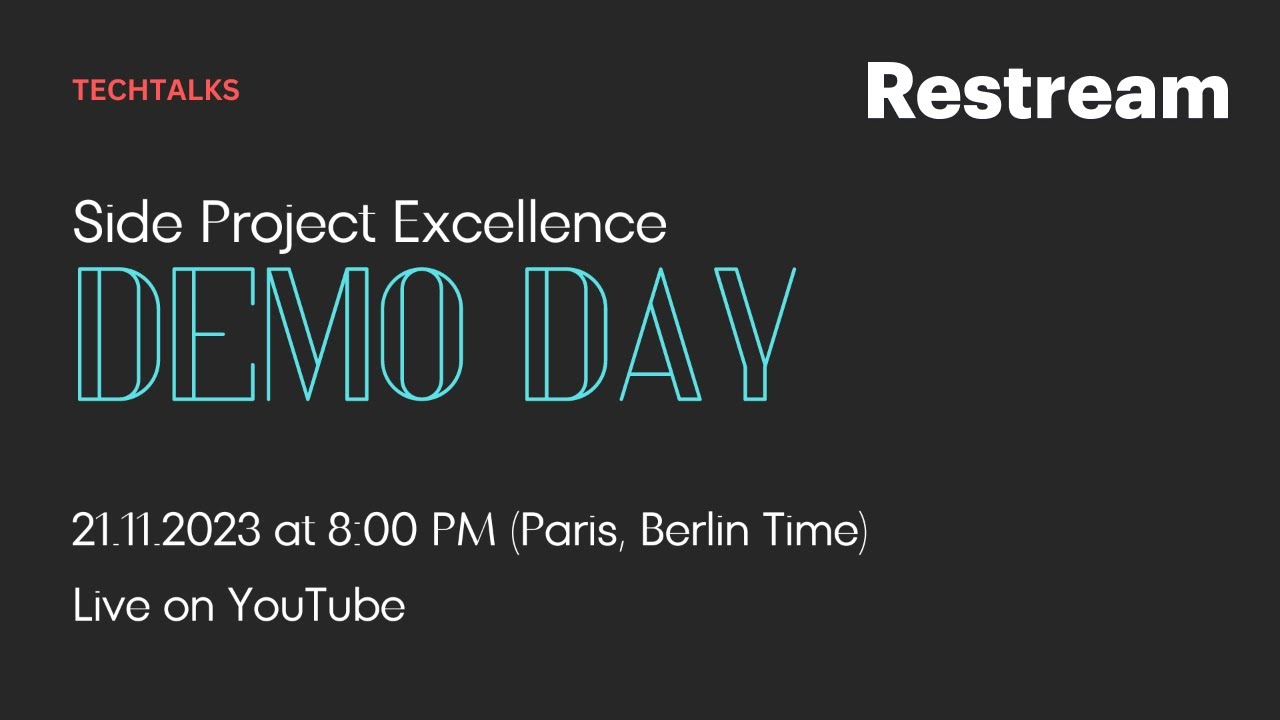 TechtalksX's tweet card. DEMO DAY: Side Project Excellence - TechTalks
