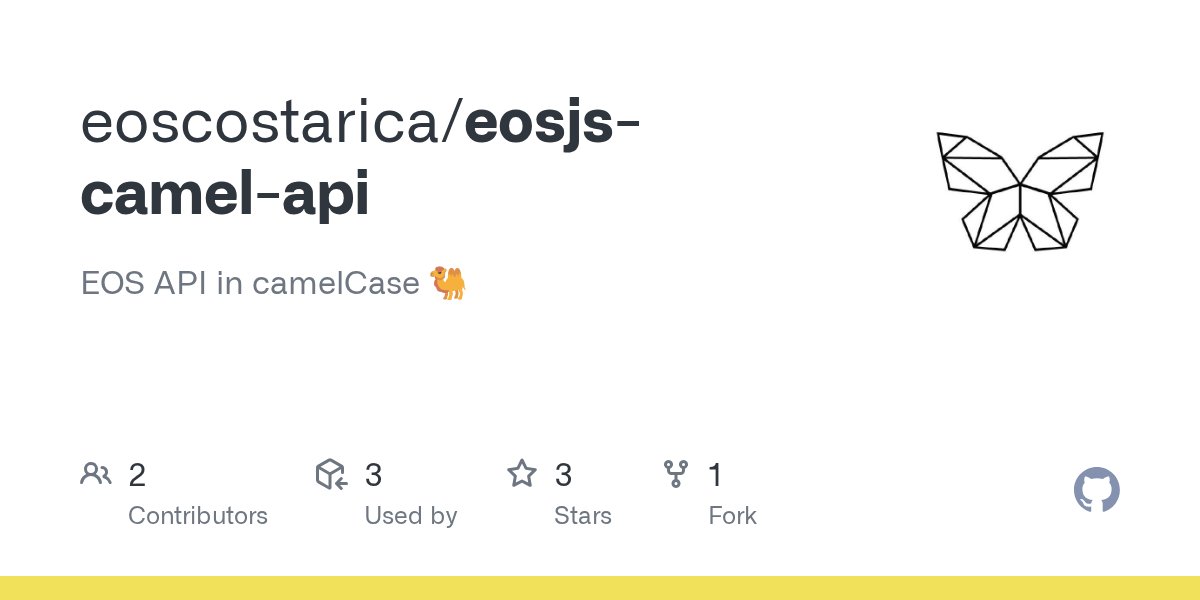 gaboesquivel's tweet card. EOS API in camelCase :camel:. Contribute to eoscostarica/eosjs-camel-api development by creating an account on GitHub.