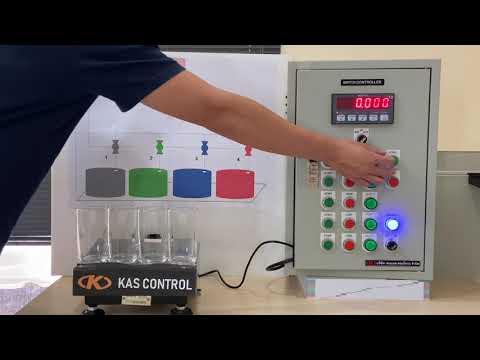 Kas_control's tweet card. Dini Argeo DGTPF (2). การชั่งน้ำหนักส่วนผสม 4 ชนิดแบบอัตโนมัติ