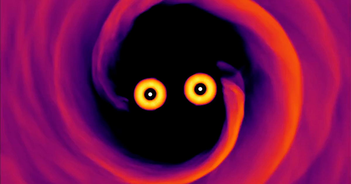 twitthinker's tweet card. The giant holes in galaxies’ centers shouldn’t be able to merge, yet merge they do. Scientists suggest that an unusual form of dark matter may be the solution.