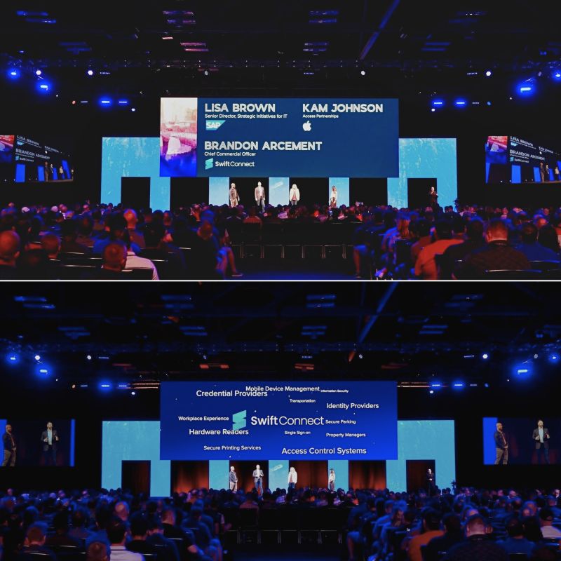 _SwiftConnect's tweet card. What a GREAT #JNUC2023! We were thrilled to have our own Brandon Arcement join yesterday's keynote address with Jamf's Linh Lam, Apple's Kam Johnson and Lisa Brown from SAP to kick off the event....