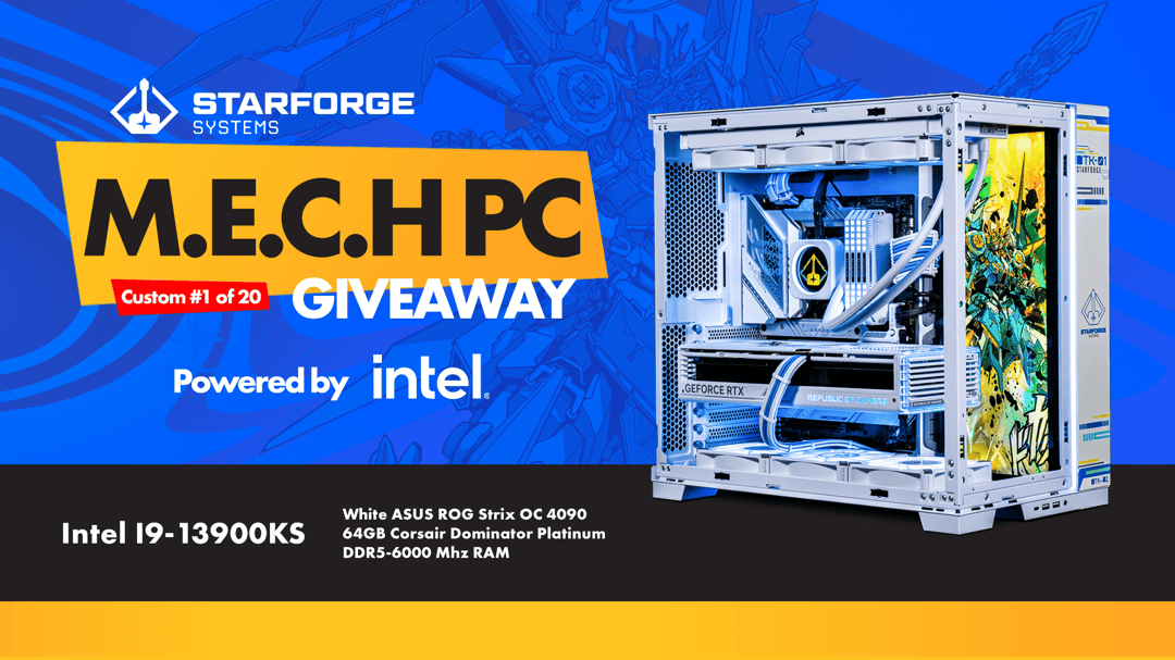 OTKGamesExpo's tweet card. Thanks to Intel Gaming, We are giving away a M.E.C.H. PC (w/ GeForce RTX™ 4090 ) during the 2023 OTK Games Expo! Starforge Systems M.E.C.H. PC (w/ GeForce RTX™ 4090 White) The giveaway is worldwide....