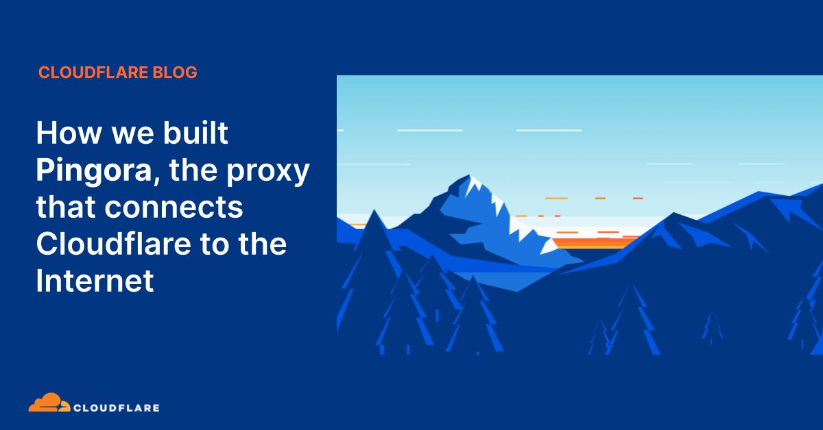 Cloudflare's tweet card. Today we are excited to talk about Pingora, a new HTTP proxy we’ve built in-house using Rust that serves over 1 trillion requests a day.