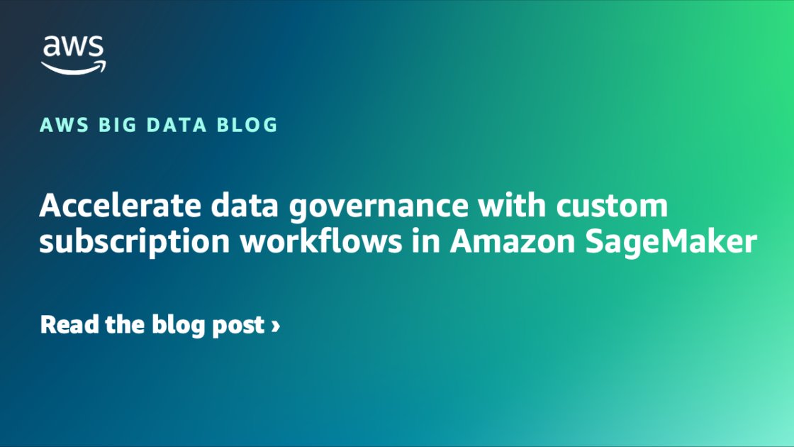 WhatsNewWithAWS's tweet card. Organizations need to efficiently manage data assets while maintaining governance controls in their data marketplaces. Although manual approval workflows remain important for sensitive datasets and...
