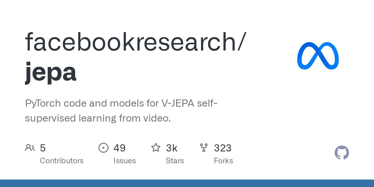 PyTorchPractice's tweet card. PyTorch code and models for V-JEPA self-supervised learning from video. - facebookresearch/jepa