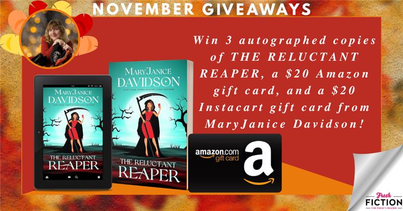 Traceyb38701240's tweet card. Enter the MaryJanice Davidson Giveaway for a chance to win a signed copy of THE RELUCTANT REAPER—her wickedly funny paranormal romp—plus Amazon and Instacart gift cards to make your life a little...