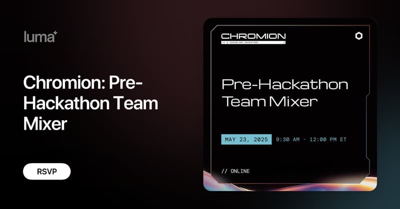 James_Haight's tweet card. Get a head start on the upcoming Chainlink hackathon - Chromion. We're here to pave the way for your success with this engaging team-building…