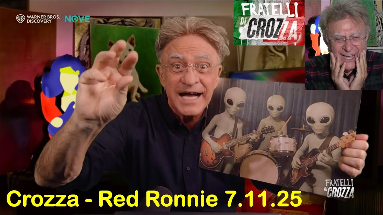 CrackFriday's tweet card. Crozza Red Ronnie 7.11.25 gruppo rock alieno a Sanremo, Antartico,...