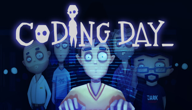 DarkUnknownGame's tweet card. In "Coding Day", you are a videogame developer whose project is about to be released, but a sinister entity threatens its publication, and you must survive it throughout the night in a dark office...