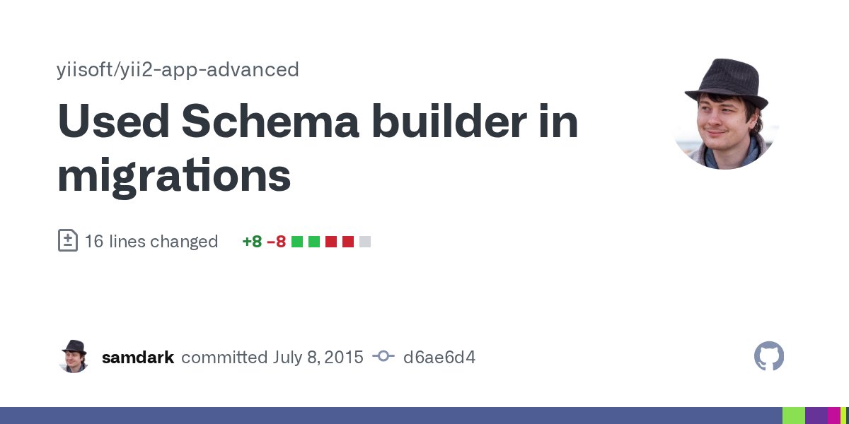 sam_dark's tweet card. Used Schema builder in migrations · yiisoft/yii2-app-advanced@d6ae6d4