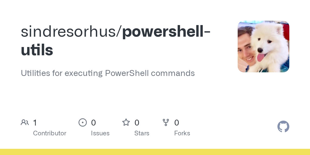 sindre_gh_repos's tweet card. Utilities for executing PowerShell commands. Contribute to sindresorhus/powershell-utils development by creating an account on GitHub.