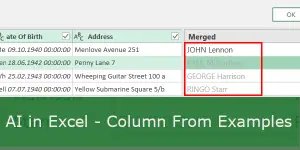 ExcelUnplugged's tweet card. Let's look at Power Query’s Column From Examples command. It’s similar to Flash Fill: it fills in the rows based on the input we provide.