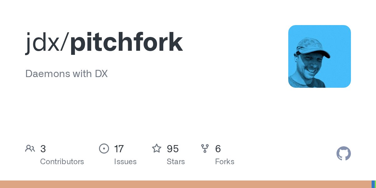 jdxcode's tweet card. Daemons with DX. Contribute to jdx/pitchfork development by creating an account on GitHub.