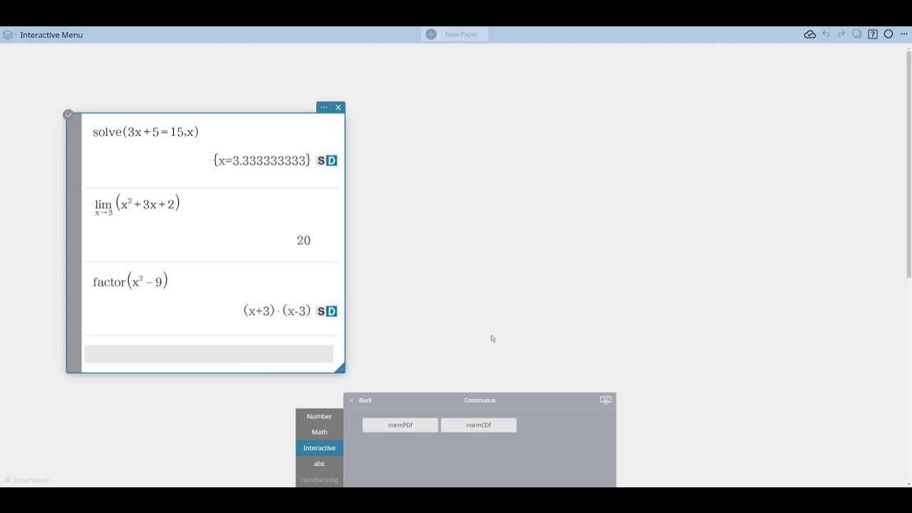 classpadnet's tweet card. Using the Interactive Menu Templates for Calculations/Functions/Syntax
