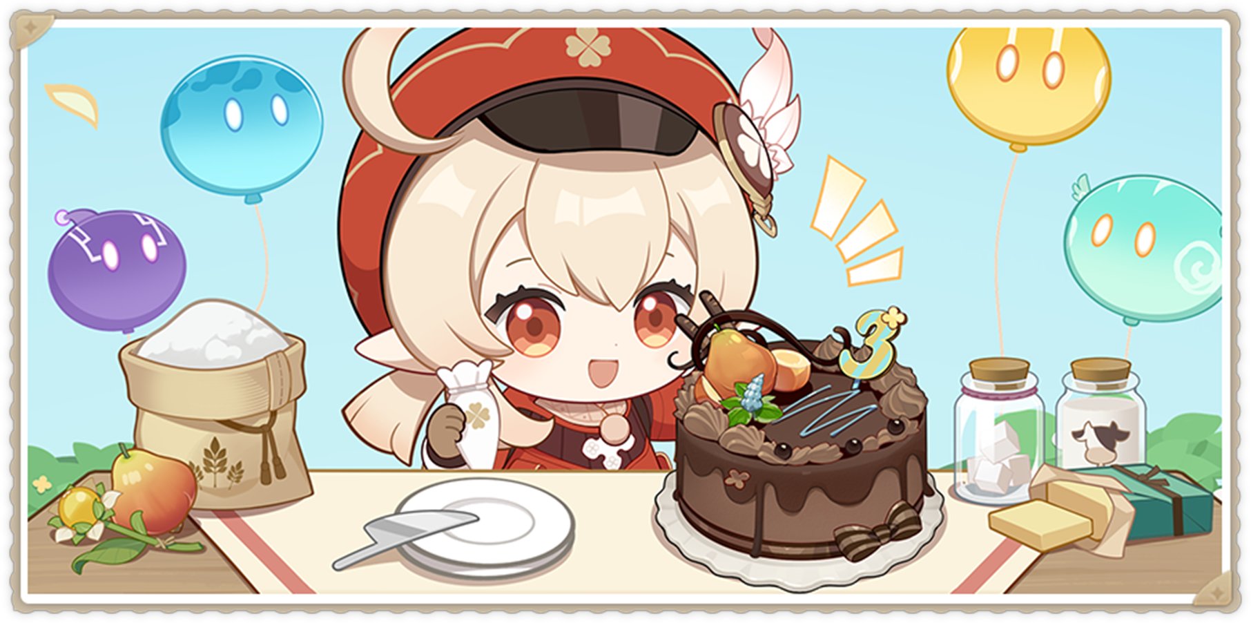 guccyon_minipc's tweet card. #原神フェアイベ でクレーを手伝って、ケーキをきれいにデコったよ。一緒に食べよう！フェアに参加すると、さらに原石などの報酬を獲得可能！