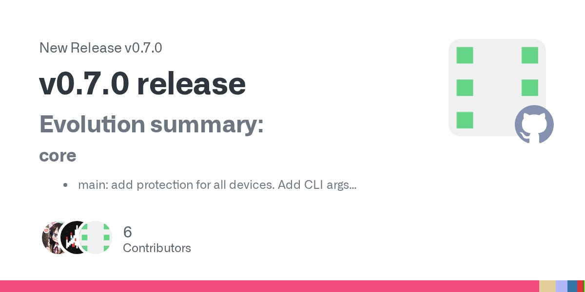 GwenhaelG's tweet card. Evolution summary: core main: add protection for all devices. Add CLI args main: fix SPI access cables update dfu: add debug level, only print device open fails in debug mode fix jtag: ckeck h...