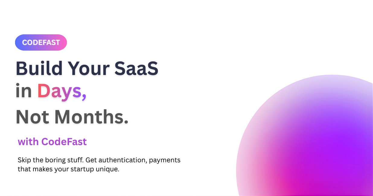 codefastdev's tweet card. Launch full-stack apps in minutes with CodeFast — built-in auth, payments, DBs, domains & more. Perfect for indie devs, startups & freelancers.