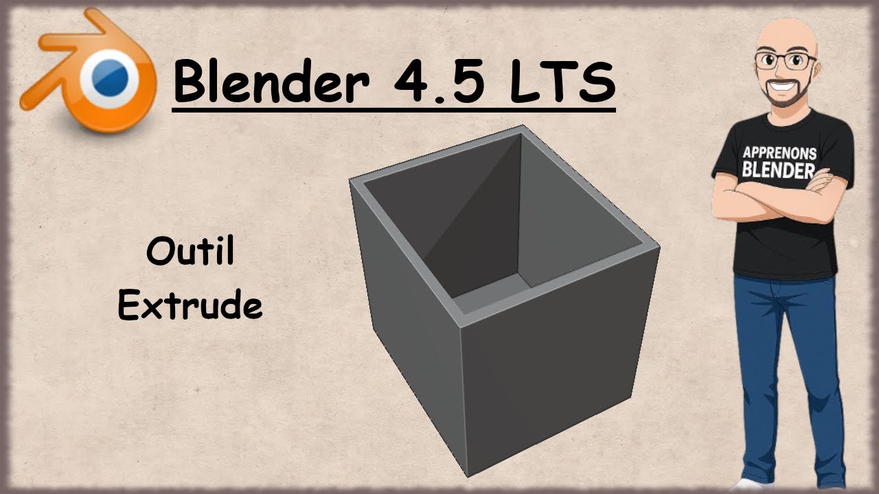 sitejmr1's tweet card. Blender 4.5 Tuto Français - Outil Extrude Option Region (Episode 21)
