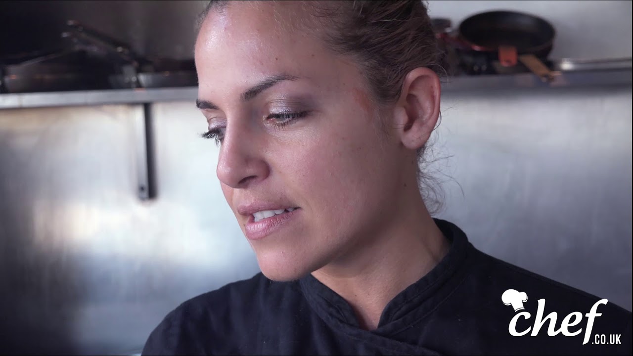 Chefcouk's tweet card. Federica Nucci cooks Marinated Prawns with Fregola